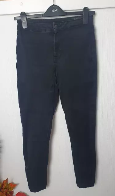 Jeans/pantalones de mezclilla ajustados negros de cintura alta DENIM BY TU para damas UK14 B5