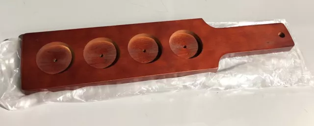 Wooden Flight Tasting Tray Paddle 4 Station Holes Red/Brown Finish