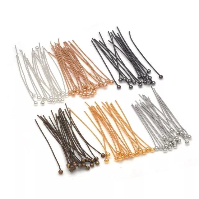 Round Ball Headpins Jewelry Needle Connectors Earrings Beaded Diy Needles 100pcs