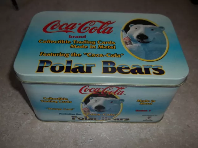 1996 Coca-Cola Polar Bears Collectible Trading Cards Metal Tin