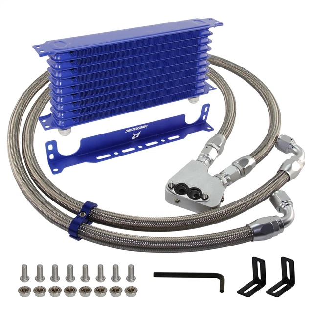 10 ROW ENGINE Oil Cooler Kit+Sandwich Plate adapter For LS1 LS2 LS3