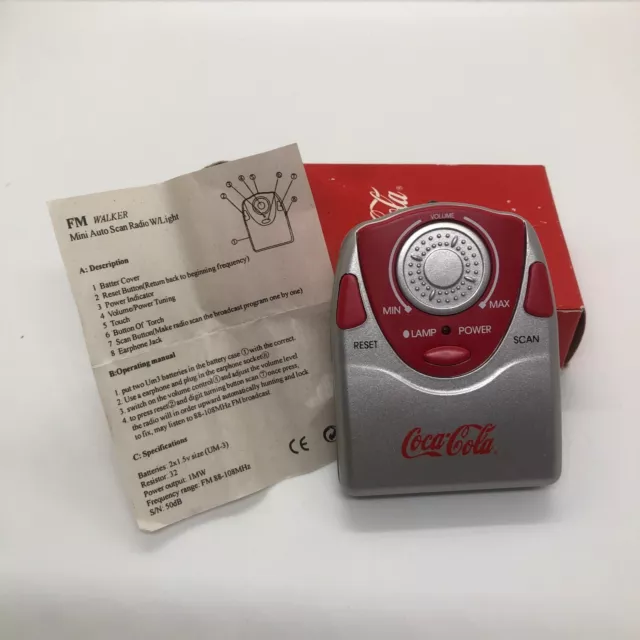 Coca Cola Coke Mini Radio with Torch - Red | RADIO + INSTRUCTIONS + BOX