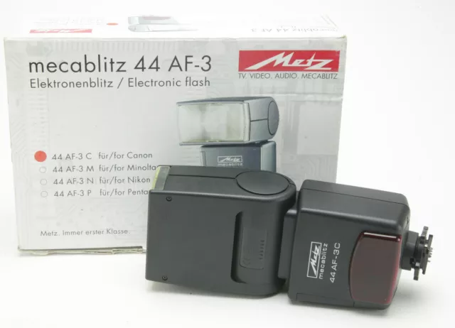 Metz Mecablitz Flash 44 AF-3 For Canon SLR FILM Cameras. Ex. Clean. Box. Manual.