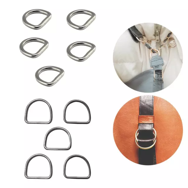 5 Pieces Stainless Steel D Rings Metal D Ring Buckles D Shape Rings for Belt