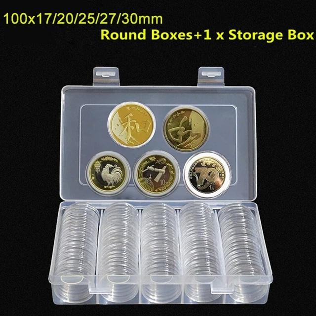 Rangement Monnaie 100 Capsules Rondes En Plastique Transparent 22mm - Protection Idéale Pour Collection De Pièces étui