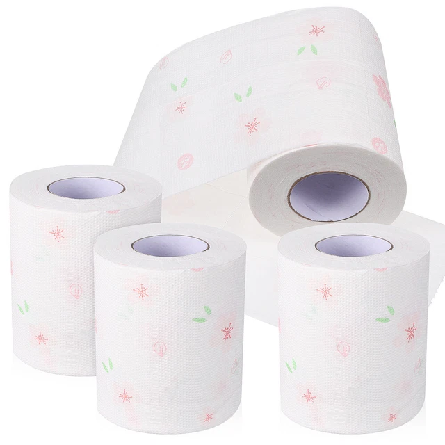 4 rotoli di carta igienica stampata in rotolo di carta decorativa con stampa di