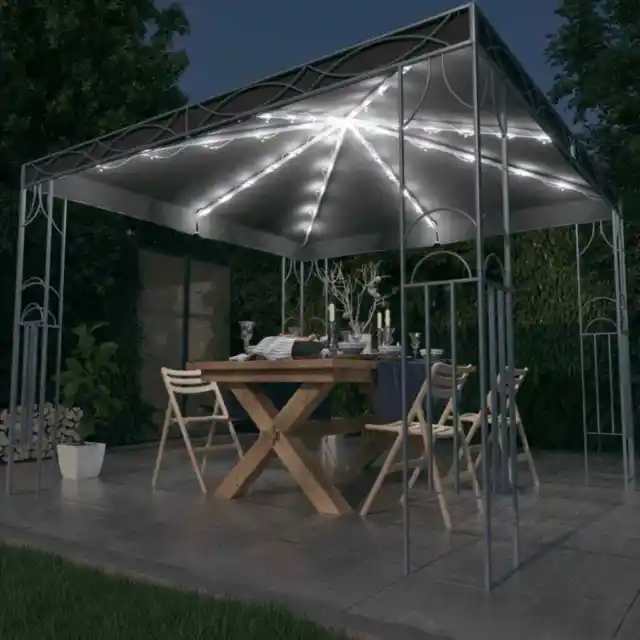 Pavillon mit LED-Lichterkette 3x3 m Garten Pavilon Designer Pavillion Gartenzelt