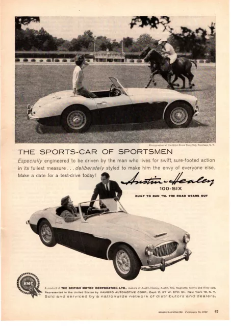 1959 Austin Healey 100-6 BMC Blind Brook Polo Club Purchase New York Print Ad