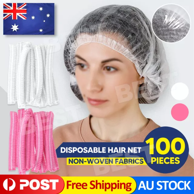 100 x Disposable Hair Net Cap Stretch Control Cover Piece Shower Travel Sleep