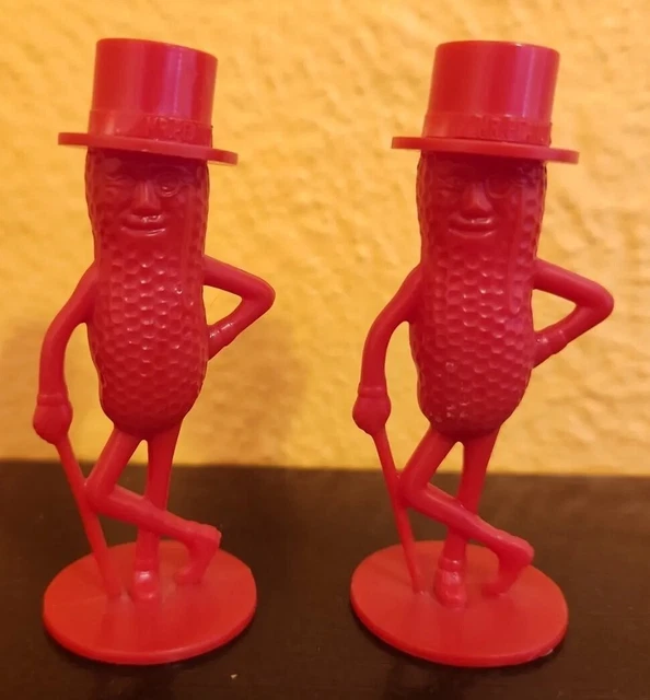 Mr. Peanut Salt and Pepper Shakers - Vintage Planters Nuts Advertising - Red