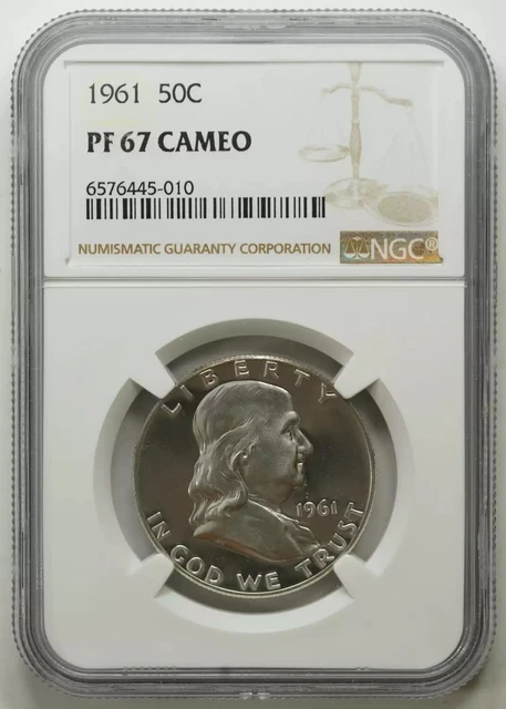 1961 Proof Franklin Half Dollar 50C Silver Ngc Certified Pf 67 Cameo (010)