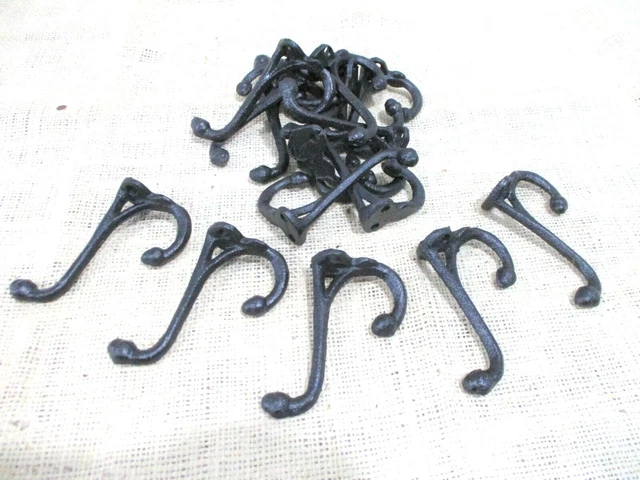 25 Black Coat Hooks Hat Entry Way Hall Tree Keys Storage Organization Cast Iron