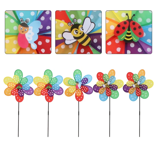 5Pcs Doppel Schicht Windmühle Spielzeug Sunflower Windrad Wind für Hof 3