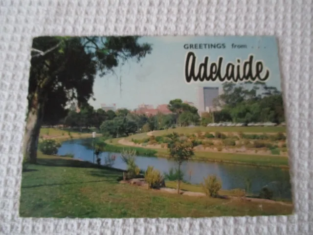 Vintage Colour Postcard,"Greetings From Adelaide, River Torrens & Parklands  ".