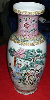Rare Large & Beautiful Chinese Antique Hand Painted Famille Rose Porcelain Vase