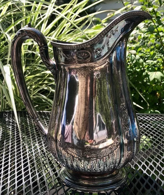 9.5 Vintage Reed And Barton 3690 Silver Plated Water Pitcher Jug Art Deco  Style