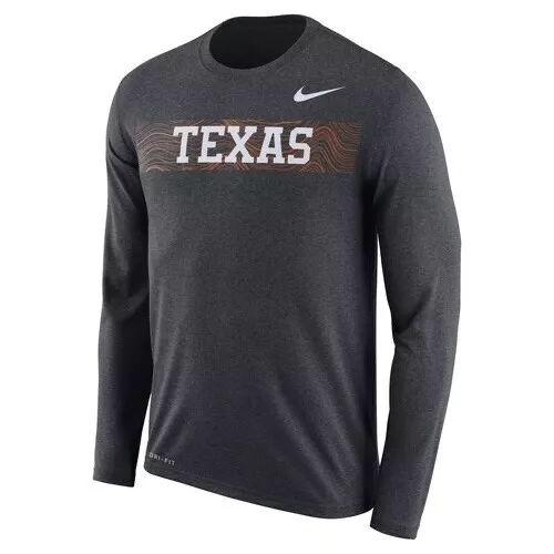 Nike Texas Longhorns Gray Mens Legend Sideline Dri-Fit Long Sleeve Tee Shirt New