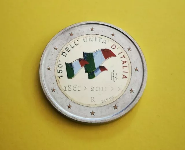 2 euro commémorative colorisée Italie 2011 Unification de l'Italie