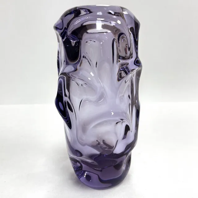 Czech Skrdlovice Amethyst Art Glass Propellor Vase Jan Beranek MCM