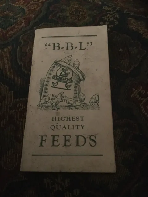 1951 B-B-L Brand Feeds Note Book and Calendar The Baltimore Feed & Grain Co.