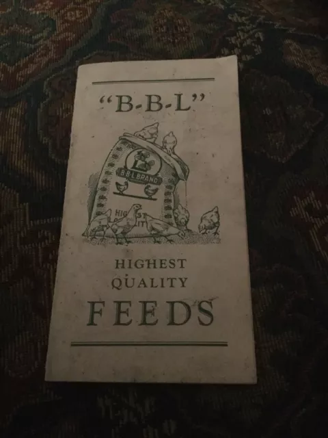1951 B-B-L Brand Feeds Note Book and Calendar The Baltimore Feed & Grain Co.