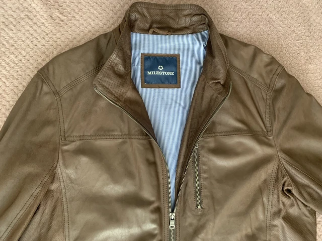 Men Milestone brown leather jacket size XL in excellent condition