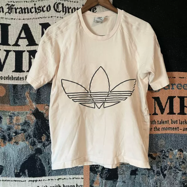 Adidas Light Pink Big Logo Embroidered Short Sleeve T-Shirt Women’s Size L 0602