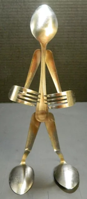 Forked Up Art Stainless Steel Spoon & Fork Figure 12" x 5" x 3" Excellent Cond