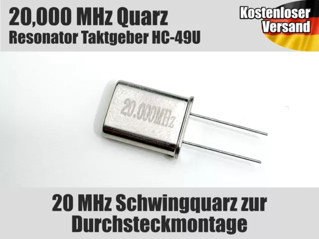 20 MHz HC-49U Schwingquarz Uhr Quarz Resonator Taktgeber HC49U