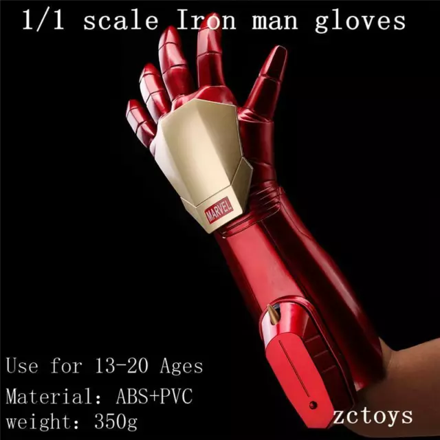 The Avengers Iron Man 1:1 Tony Stark Gloves LED Light Hand Laser Wareable Toys 3