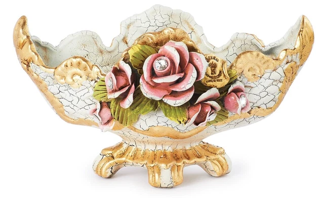 CENTRE DE TABLE Capodimonte Bibelot en Porcelaine avec des Fleurs Et