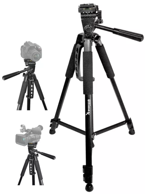60" Inch Heavy Duty Pro Series Universal Camera Video Full Size Tripod (Black) 2