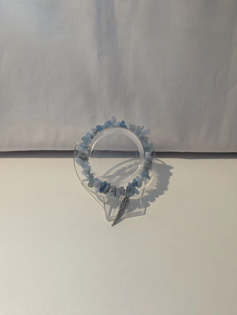 Aquamarine Chip Bracelet With With Charm