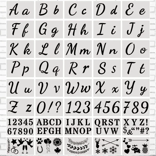 42 Pz Stencil Lettere e Numeri, Modelli per Pittura Alfabeto in Plastica Riutilizzabili per Artigianato Spruzzo Artistici Fai da Te