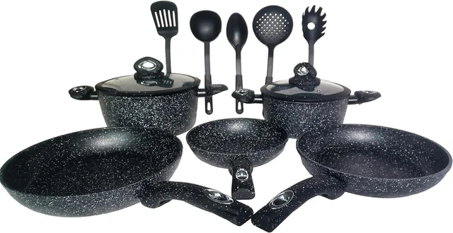 MICHELANGELO Set Di 3 Padelle Per Salse In Granito – Pentole Antiaderenti, Senza PFOA, Adatte A Induzione E Forno, 1.5L 2L 3L