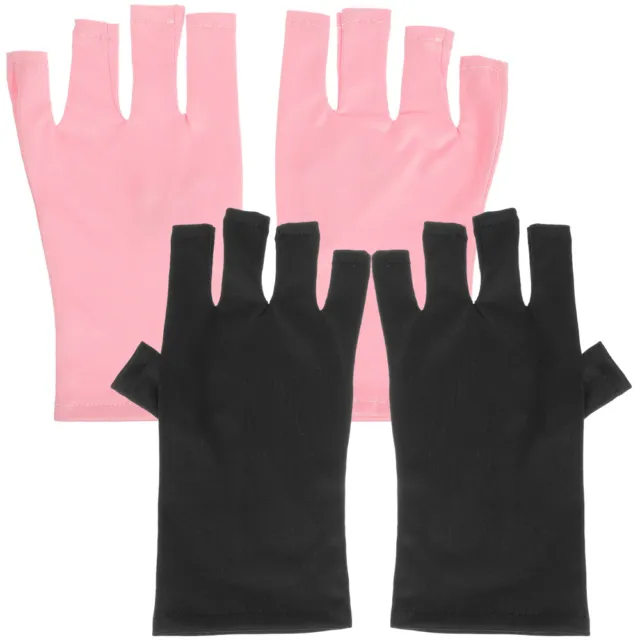 2 pares de guantes de uñas guantes de medio dedo luz ultravioleta