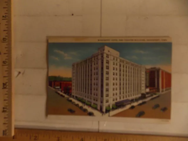 Davenport Iowa  Postcard Mississippi Hotel & Theatre Building