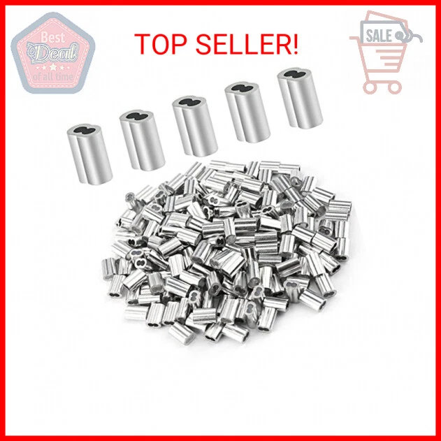 200 Pcs Aluminum Crimping Loop Sleeve 1/16", Cable Ferrule Wire Rope Sleeves Loo