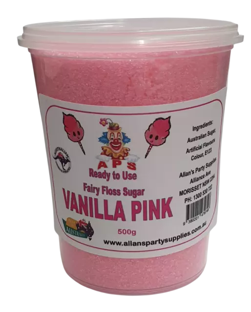 Fairy Floss Sugar, Ready 2 Use,500g Resealable Tub, Vanilla Pink, FREE DELIVERY