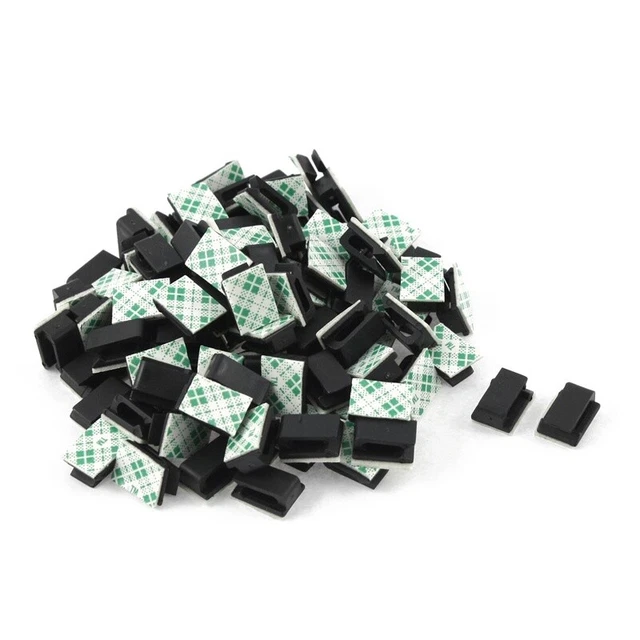 100 Piece Adhesive Wire Cord Cable Holder Binding Clip Organizer Drops E8C7