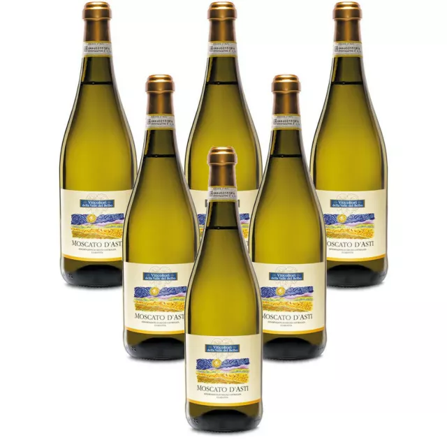 Moscato D'Asti DOCG Viticultori Vallebelbo vino bianco 6 bottiglie 75 cl.