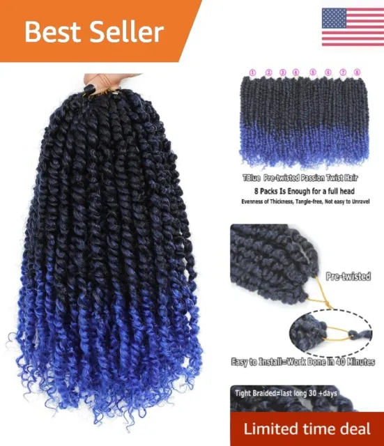 BLUE PASSION TWIST Crochet Hair - Pre-looped - 14 Inch - 8 Packs