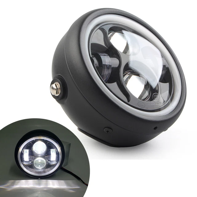 Faro Moto LED 5,75" DRL Luce Rotonda Per Harley Motorcycle