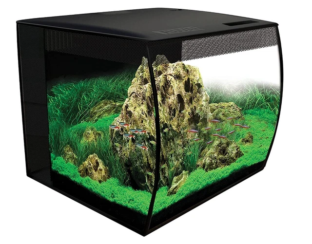 Fluval - Flex 57L 15 Gallon Black Aquarium + Heater + Filter Spare