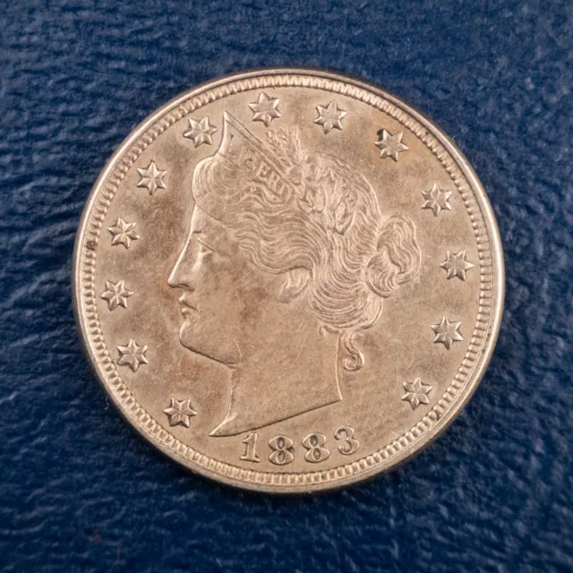 1883 No Cents Liberty V Nickel, AU Details, Cleaned, Some Luster #495