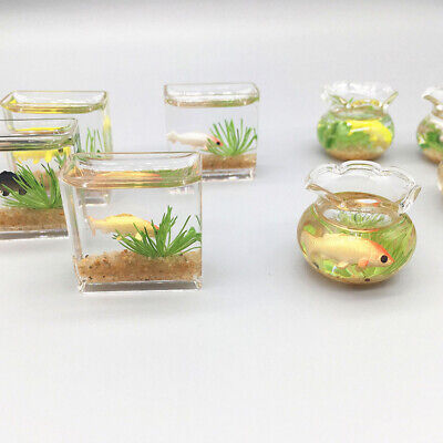 1Pc Dollhouse Miniature Glass Fish Tank Bowl Aquarium Doll House Home Orname JL