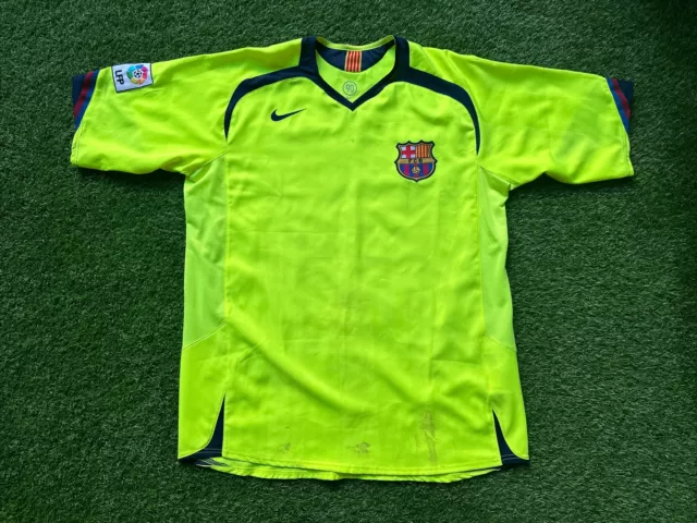 Rare Nike Barcelona 2005/06 3rd football shirt yellow large Retro