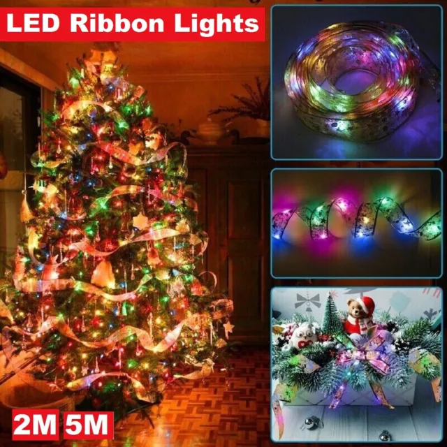 LED Fairy Ribbon Christmas Wedding Lights String Lights Tree Xmas Birthday Party