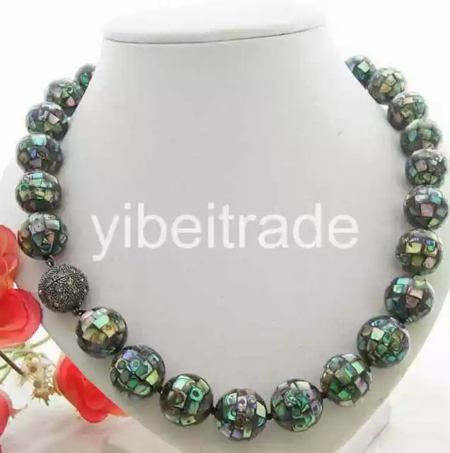 Natural 16mm Paua Abalone Shell Necklace 18"