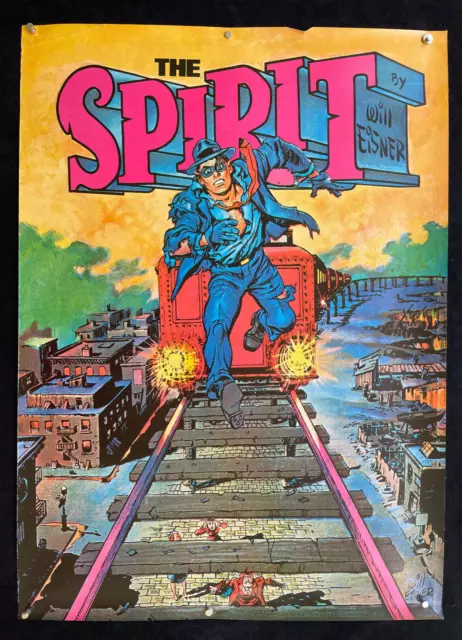 Vintage 1977 Will Eisner The Spirit Poster 20 x 28 Rolled Train Superhero VG/FN